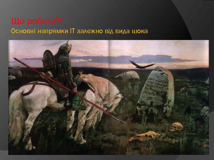 Що робити? ! Основні напрямки ІТ залежно від вида шока 
