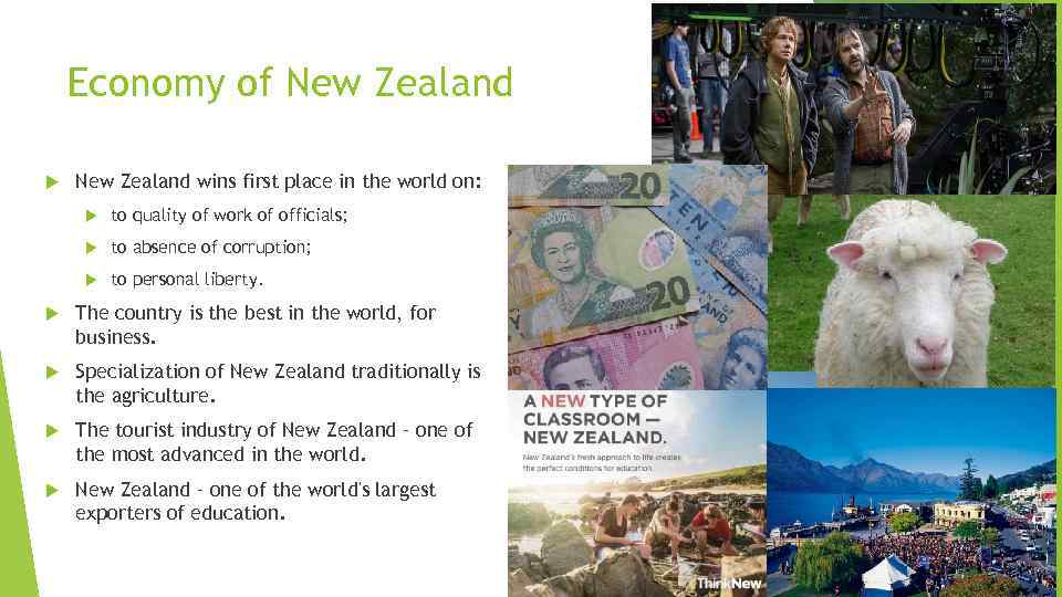 Economy of New Zealand wins first place in the world on: to quality of