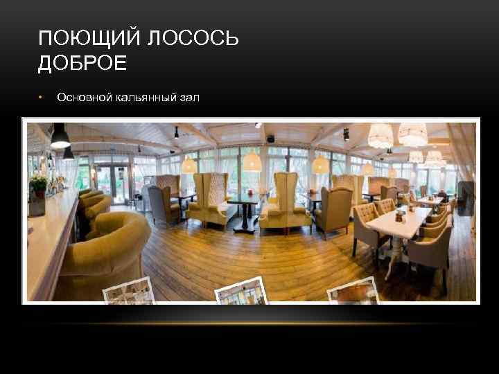 ПОЮЩИЙ ЛОСОСЬ ДОБРОЕ • Основной кальянный зал 