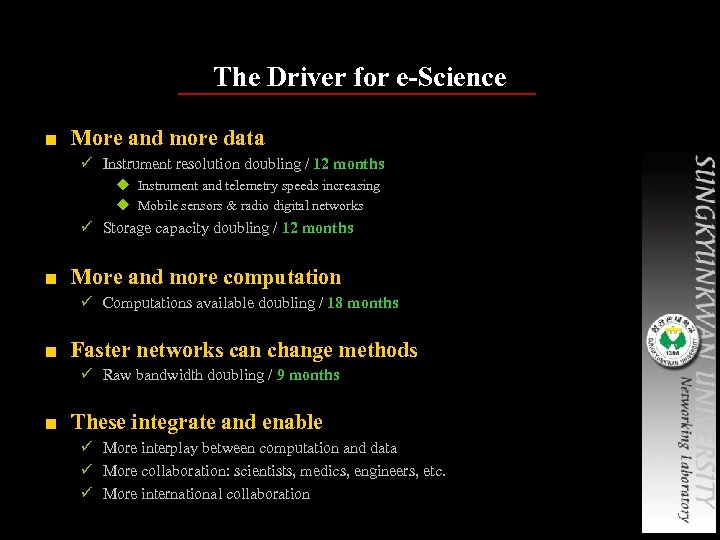 The Driver for e-Science ■ More and more data ü Instrument resolution doubling /
