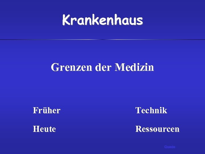 Krankenhaus Grenzen der Medizin Früher Technik Heute Ressourcen Quade 