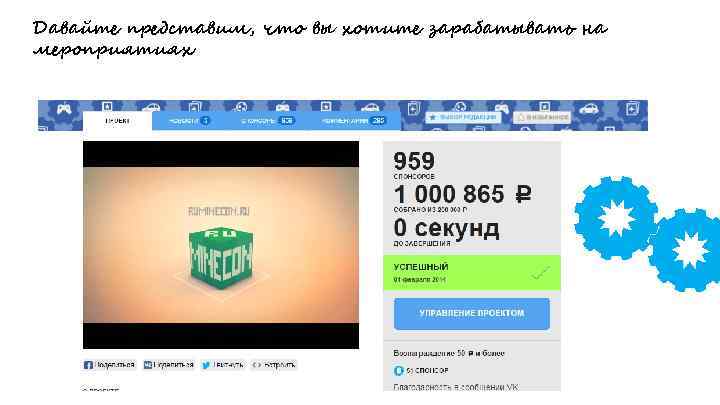 Давайте представим, что вы хотите зарабатывать на мероприятиях 