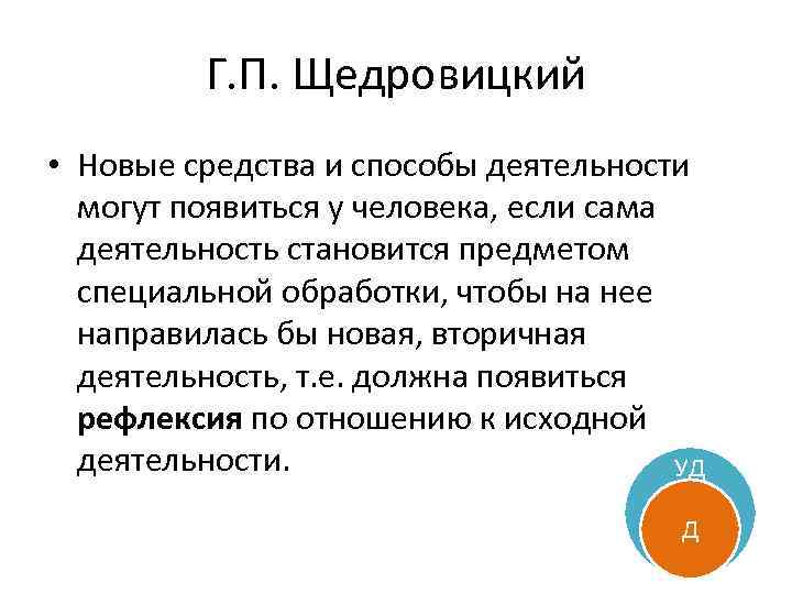 Г. П. Щедровицкий • Новые средства и способы деятельности могут появиться у человека, если