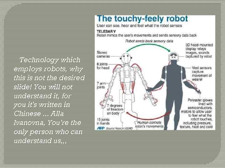 Technology which employs robots, why this is not the desired slide! You will not