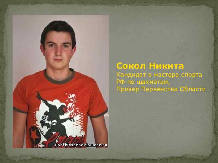 Сокол Никита Кандидат в мастера спорта РФ по шахматам, Призер Первенства Области 