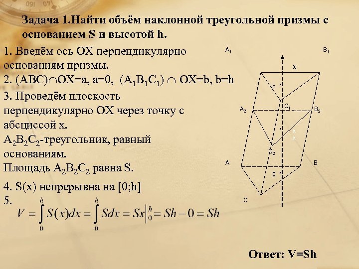 Объем наклонной призмы 11 класс презентация