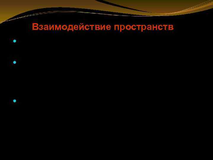 Взаимодействие пространств Скорость диффузии зависит факторного пространства от сопротивления На инновационный градиент оказывают влияние