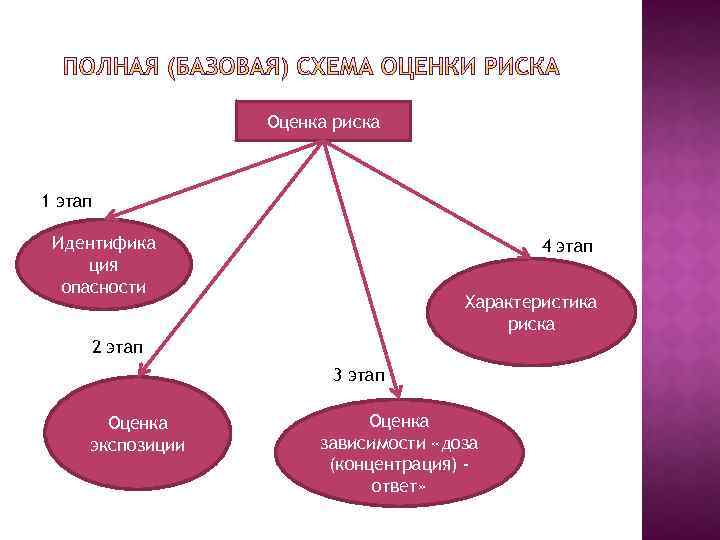 Оценка риска 1 этап Идентифика ция опасности 4 этап Характеристика риска 2 этап 3