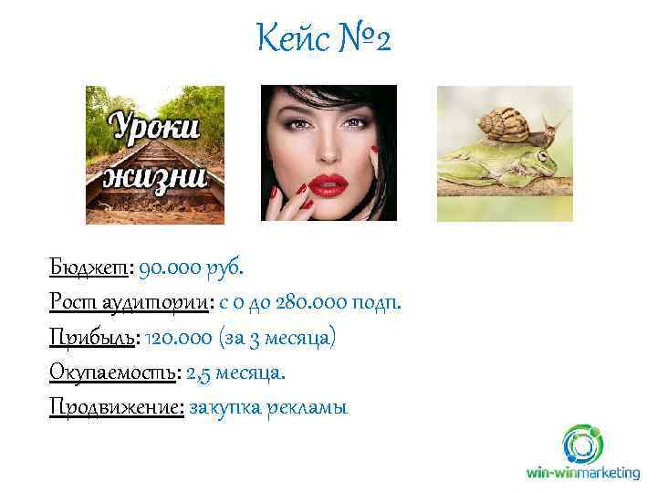 Кейс № 2 Бюджет: 90. 000 руб. Рост аудитории: с 0 до 280. 000