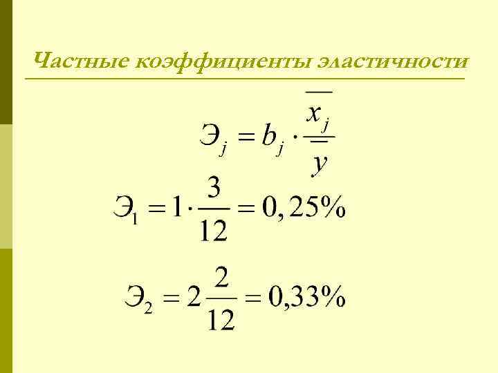 Частные коэффициенты эластичности 