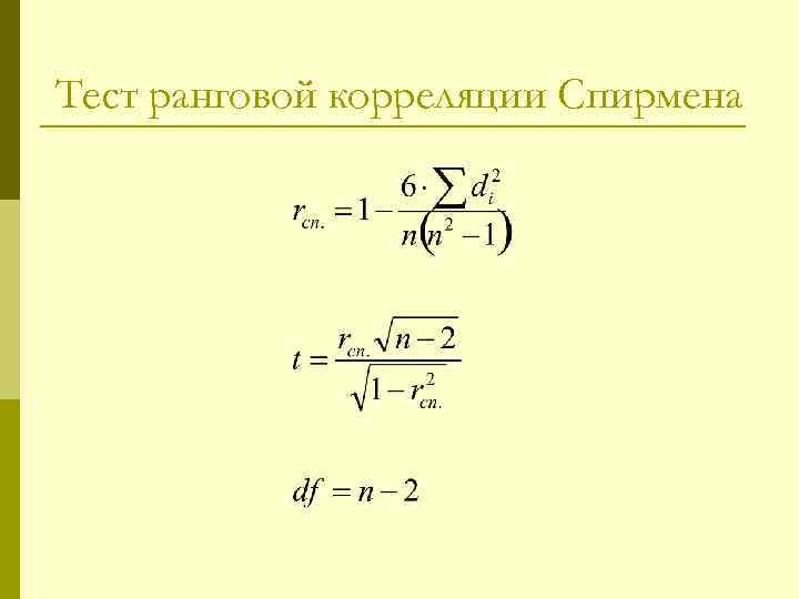 Тест ранговой корреляции Спирмена 