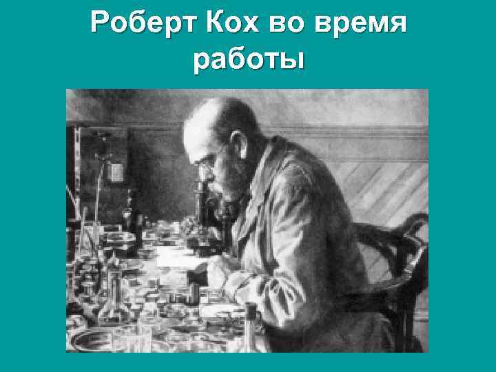 Роберт Кох во время работы 