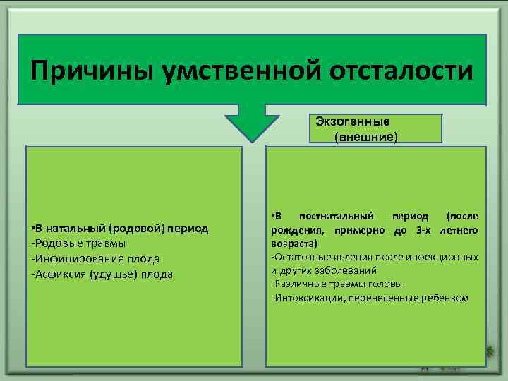 Презентация причины умственной отсталости