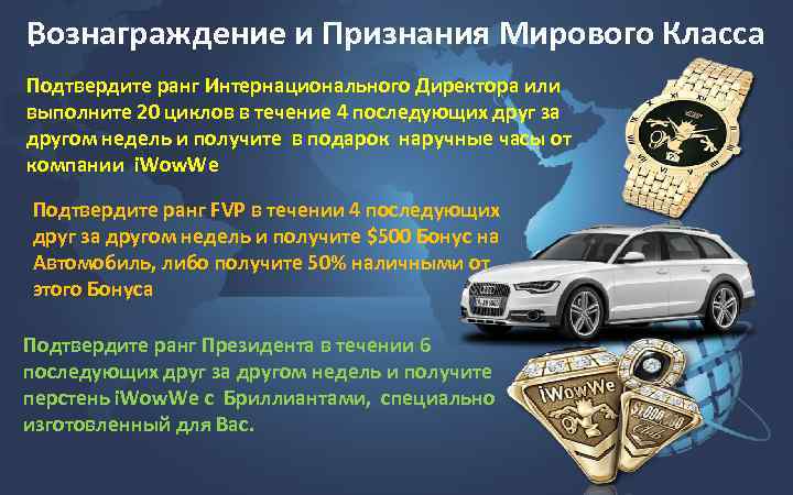 Вознаграждение и Признания Мирового Класса. Подтвердите ранг Интернационального Директора или выполните 20 циклов в