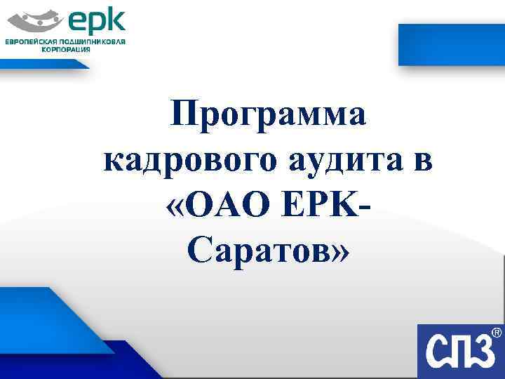 Программа кадрового аудита в «ОАО EPKСаратов» 