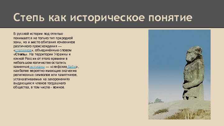 Степь как историческое понятие В русской истории под степью понимается не только тип природной