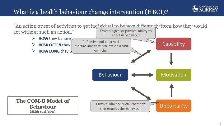 What is a health behaviour change intervention (HBCI)? “An action or set of activities
