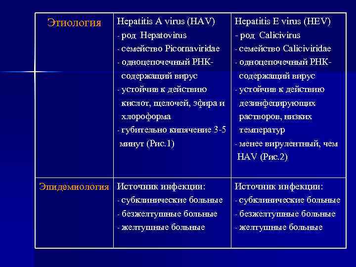 Этиология Hepatitis A virus (HAV) Hepatitis E virus (HEV) род Hepatovirus - род Calicivirus