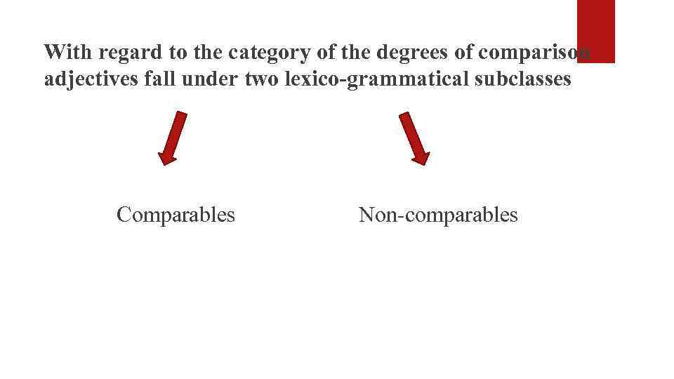 With regard to the category of the degrees of comparison adjectives fall under two