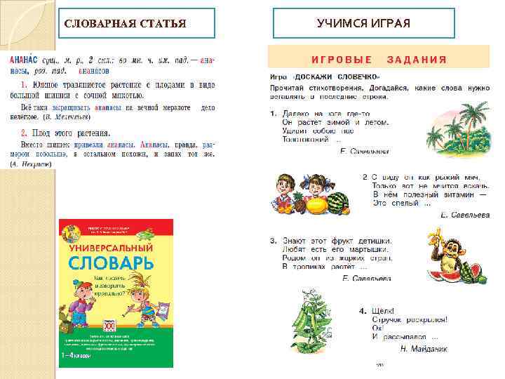 СЛОВАРНАЯ СТАТЬЯ УЧИМСЯ ИГРАЯ 