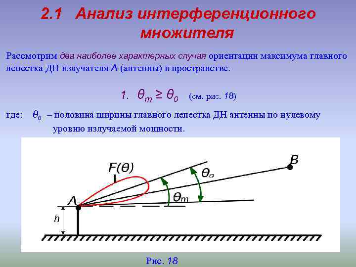 2. 1 Анализ интерференционного множителя Рассмотрим два наиболее характерных случая ориентации максимума главного лепестка