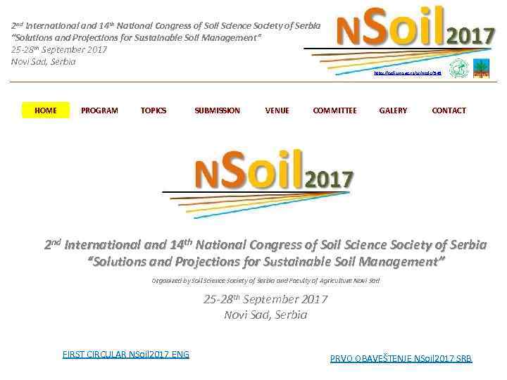 2 nd International and 14 th National Congress of Soil Science Society of Serbia