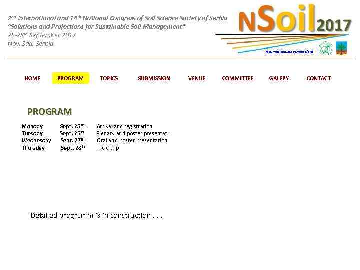 2 nd International and 14 th National Congress of Soil Science Society of Serbia