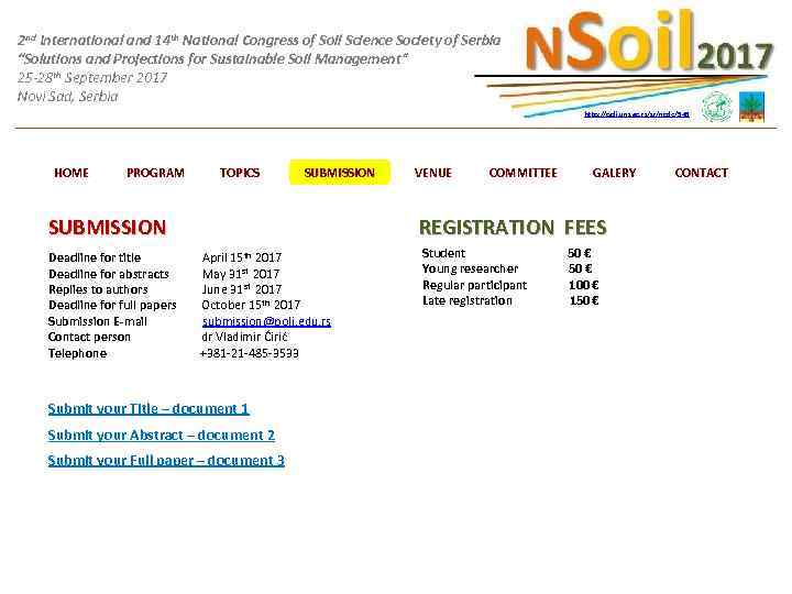 2 nd International and 14 th National Congress of Soil Science Society of Serbia