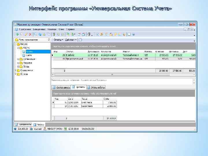 Интерфейс программы «Универсальная Система Учета» 