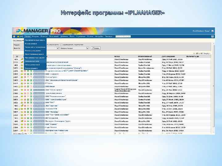 Интерфейс программы «IPI. MANAGER» 