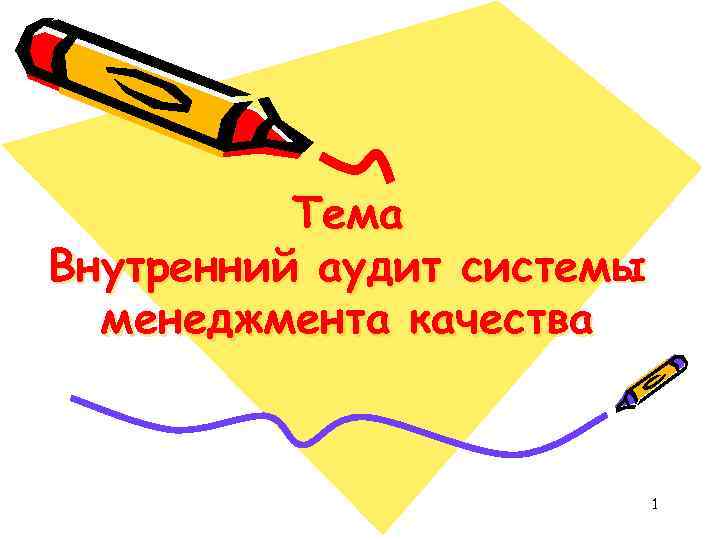 Тема Внутренний аудит системы менеджмента качества 1 