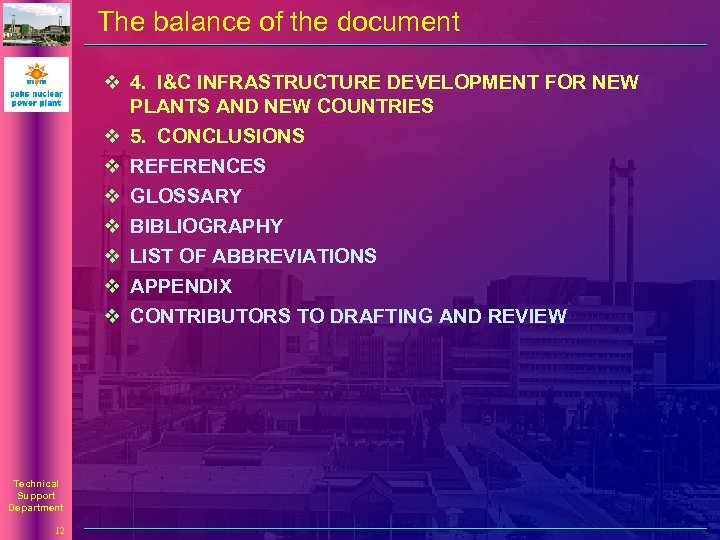 The balance of the document v 4. I&C INFRASTRUCTURE DEVELOPMENT FOR NEW PLANTS AND