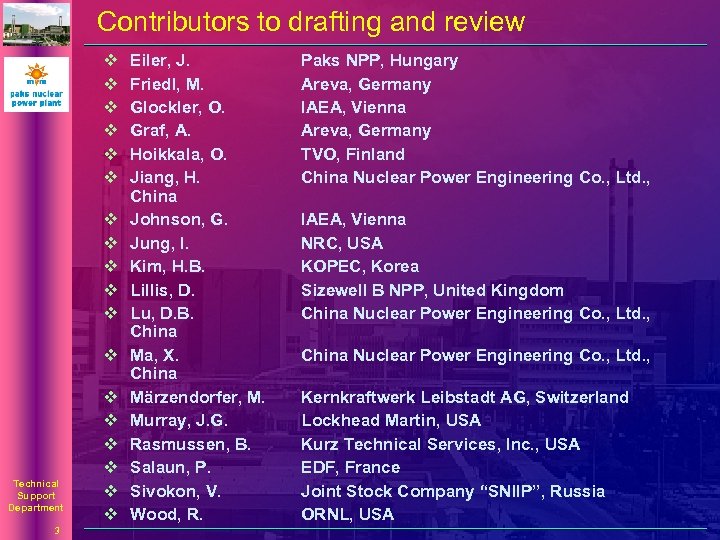 Contributors to drafting and review v v v Technical Support Department 3 v v
