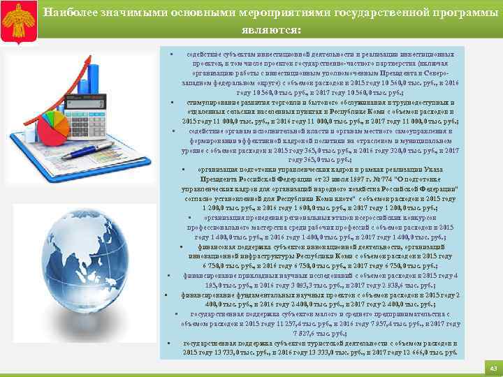Наиболее значимыми основными мероприятиями государственной программы являются: • содействие субъектам инвестиционной деятельности в реализации