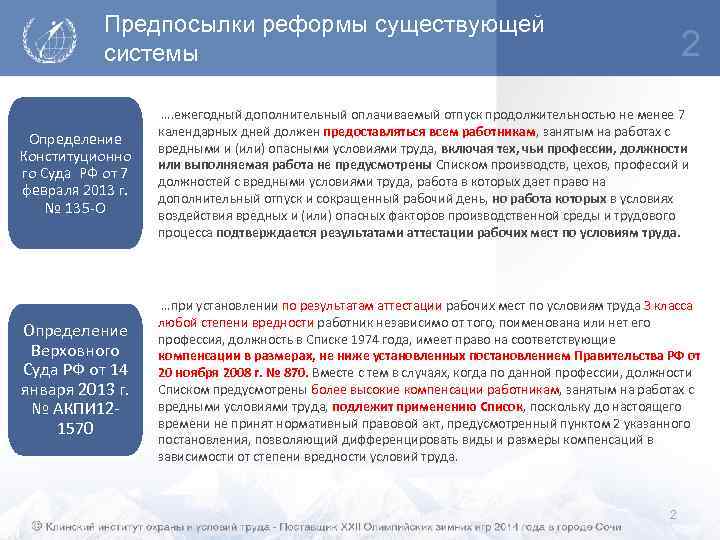 Предпосылки реформы существующей системы 2 Определение Конституционно го Суда РФ от 7 февраля 2013