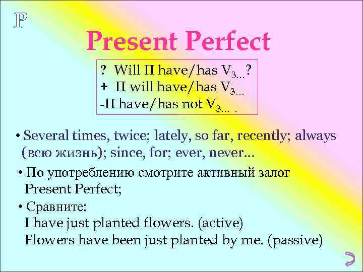 P Present Perfect ? Will П have/has V 3…? + П will have/has V