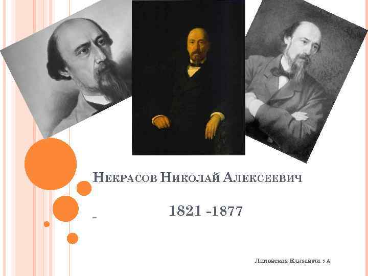 НЕКРАСОВ НИКОЛАЙ АЛЕКСЕЕВИЧ 1821 -1877 Липовская Елизавета 5 А 