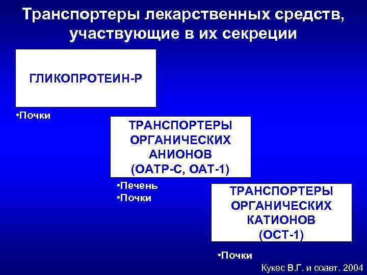 Транспортеры лекарственных средств, участвующие в их секреции ГЛИКОПРОТЕИН-Р • Почки ТРАНСПОРТЕРЫ ОРГАНИЧЕСКИХ АНИОНОВ (ОАТР-С,