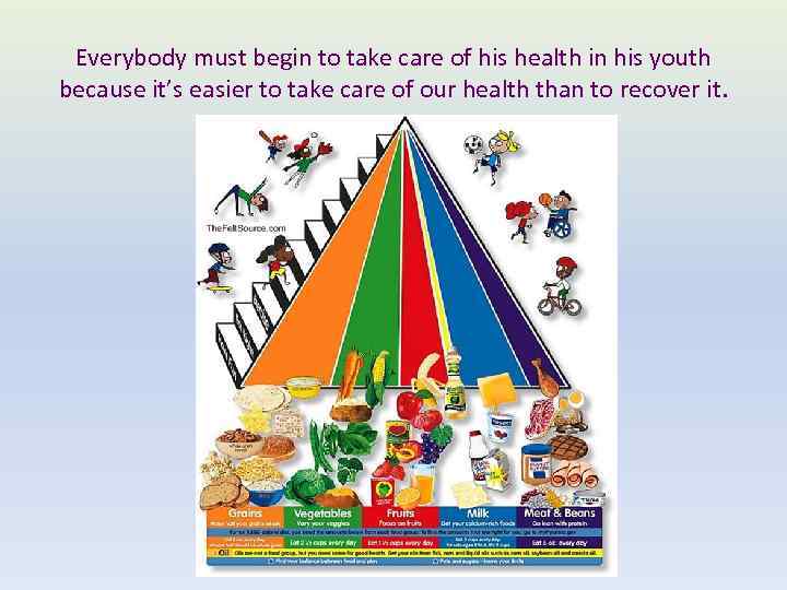 Еverybody must begin to take care of his health in his youth because it’s