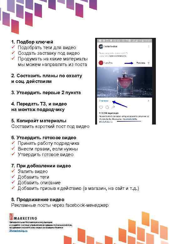 1. Подбор ключей ü Подобрать теги для видео ü Создать заставку под видео ü