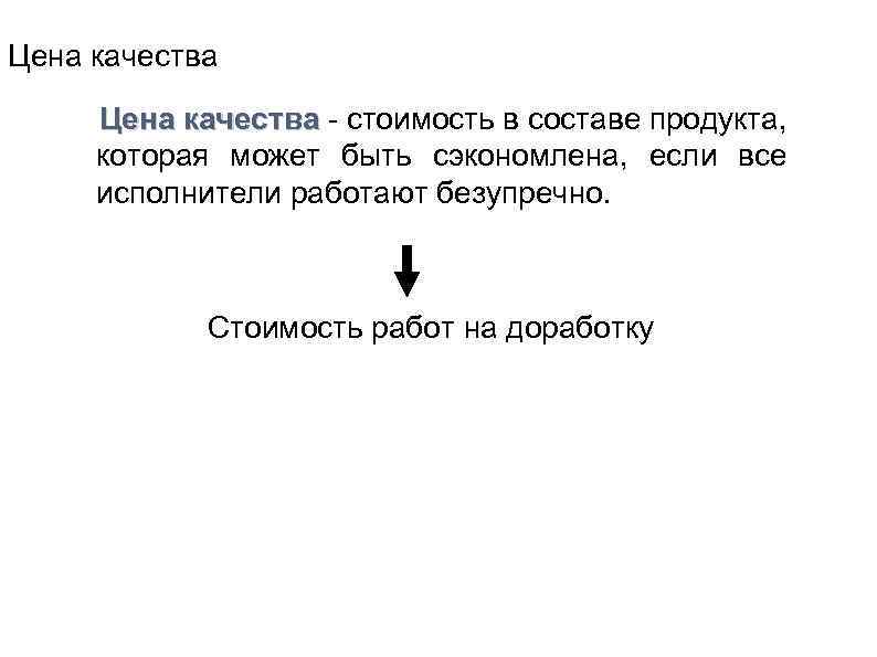 Цена качества - стоимость в составе продукта, которая может быть сэкономлена, если все исполнители