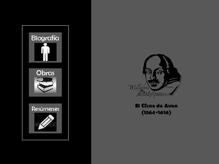 Biografía Obras Resúmenes El Cisne de Avon (1564 -1616) 