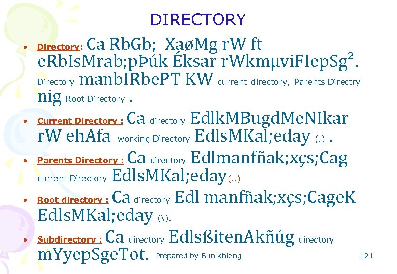 DIRECTORY • • • Ca Rb. Gb; XaøMg r. W ft e. Rb. Is.