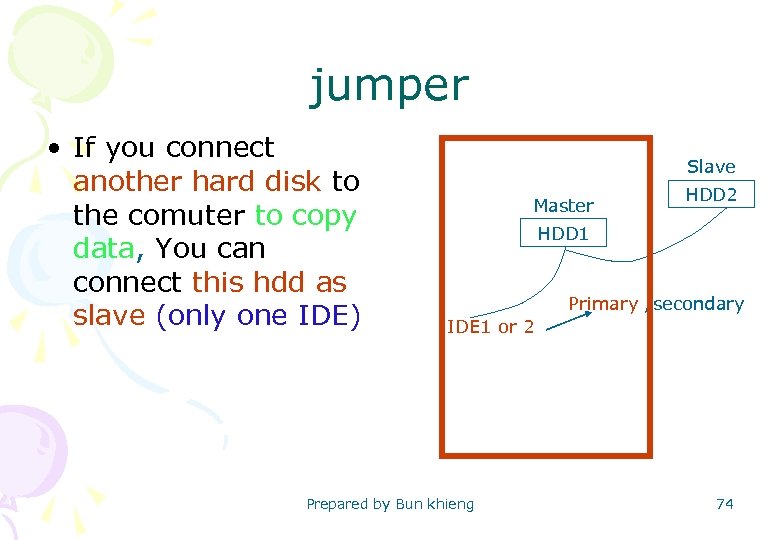 jumper • If you connect another hard disk to the comuter to copy data,