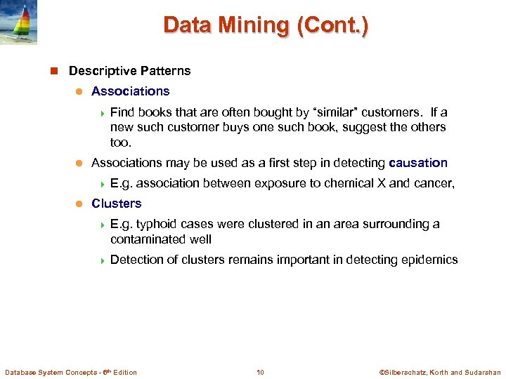 Data Mining (Cont. ) n Descriptive Patterns l Associations 4 Find books that are