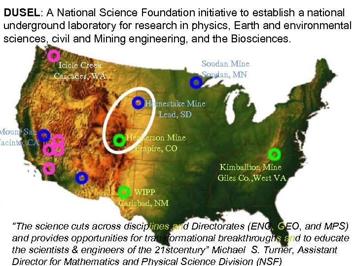 DUSEL: A National Science Foundation initiative to establish a national underground laboratory for research