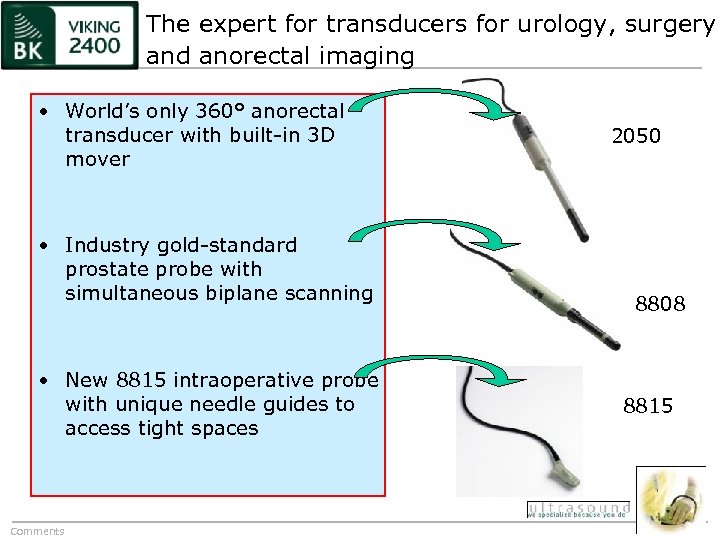 The expert for transducers for urology, surgery and anorectal imaging • World’s only 360°