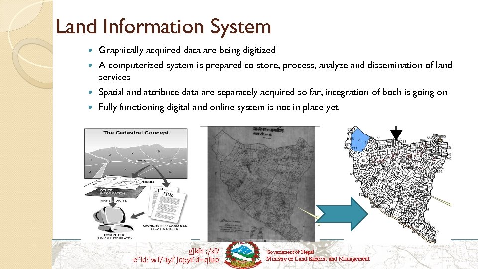 Land Information System Graphically acquired data are being digitized A computerized system is prepared