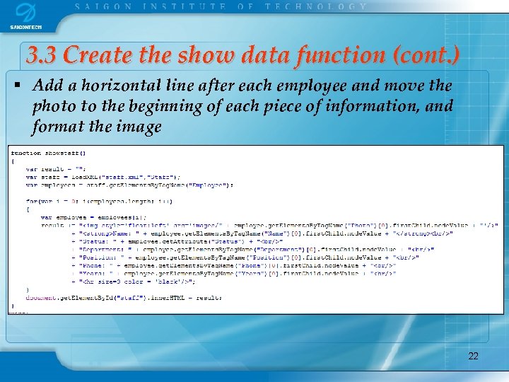 3. 3 Create the show data function (cont. ) § Add a horizontal line