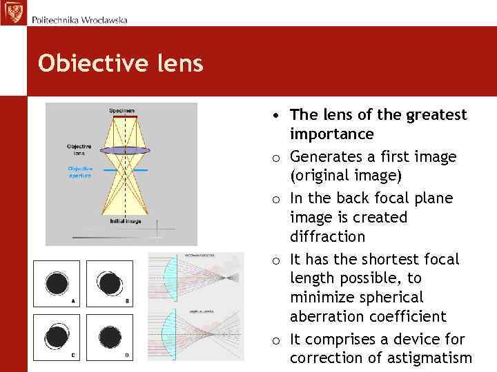 Obiective lens • The lens of the greatest importance o Generates a first image